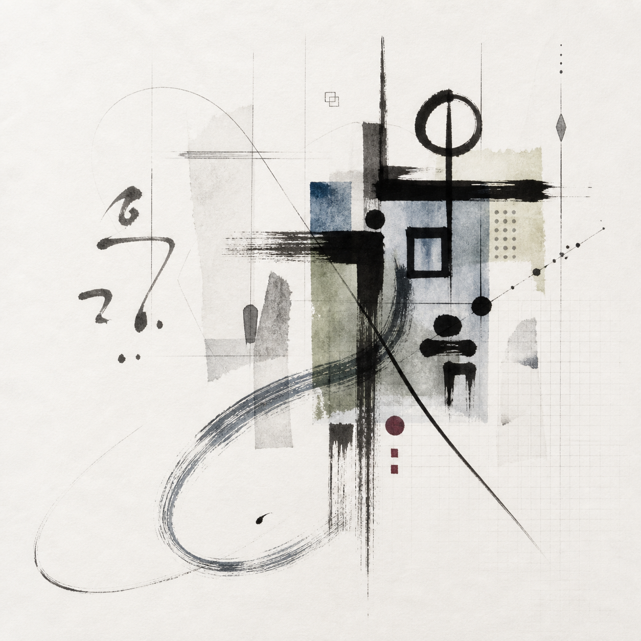 Contemporary abstract cross-script calligraphy